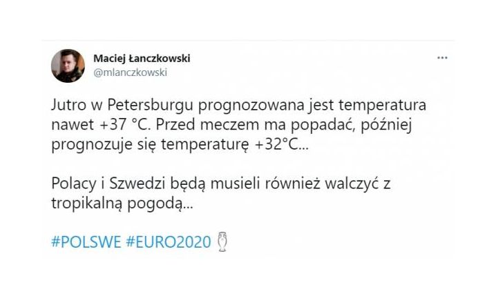 Taka ma być temperatura podczas dzisiejszego meczu!